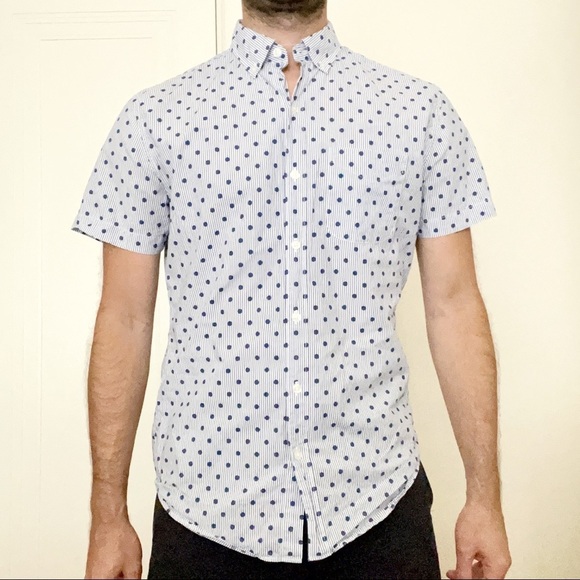Bonobos Standard Fit Polka Dot Cotton Button Shirt Blue Men’s Size Small - Picture 1 of 7
